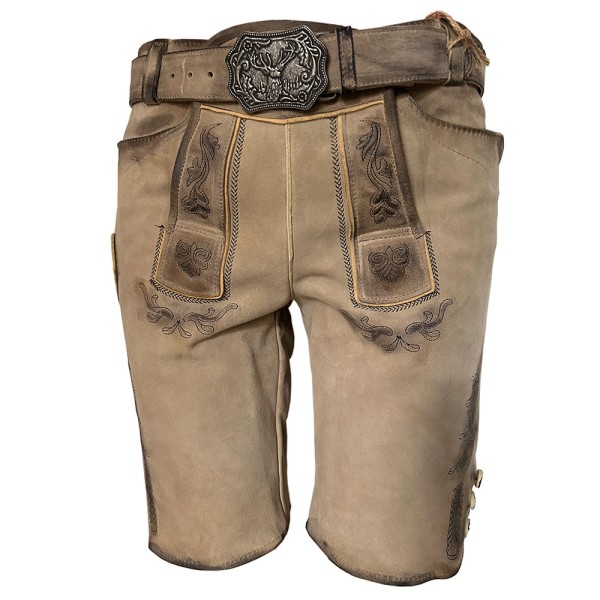 Herren Lederhose Amberg Ahorn Antik, kurz, hellbraun