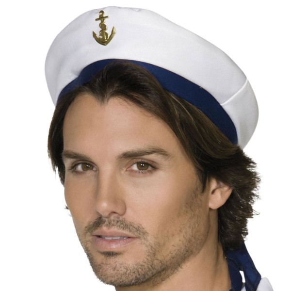 Matrosen Mütze mit Anker, weiss