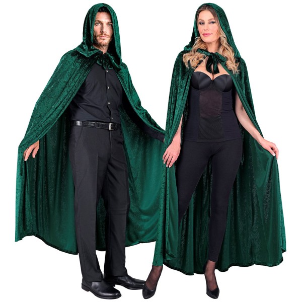 Samt Umhang mit Kapuze, grün