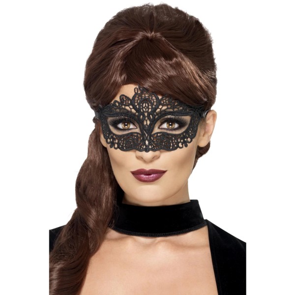 Filigrane Augenmaske mit Spitzen, schwarz