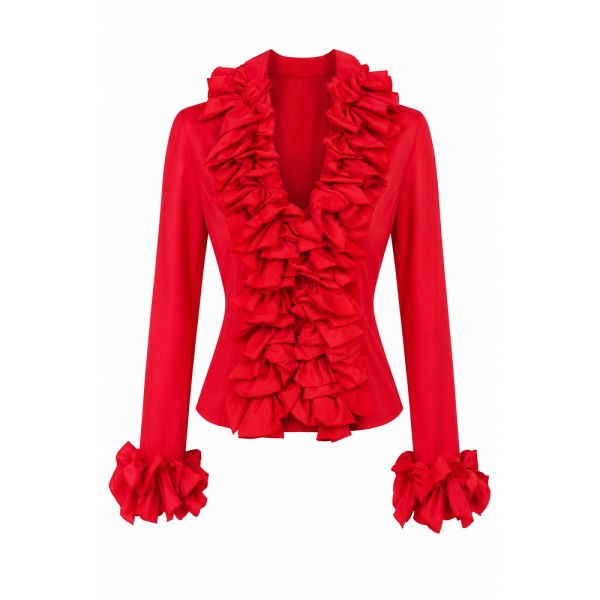 Damen Bluse Butterfly mit Rüschen, rot