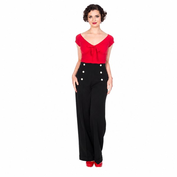 Damen Hose Adventures Ahead Button, schwarz