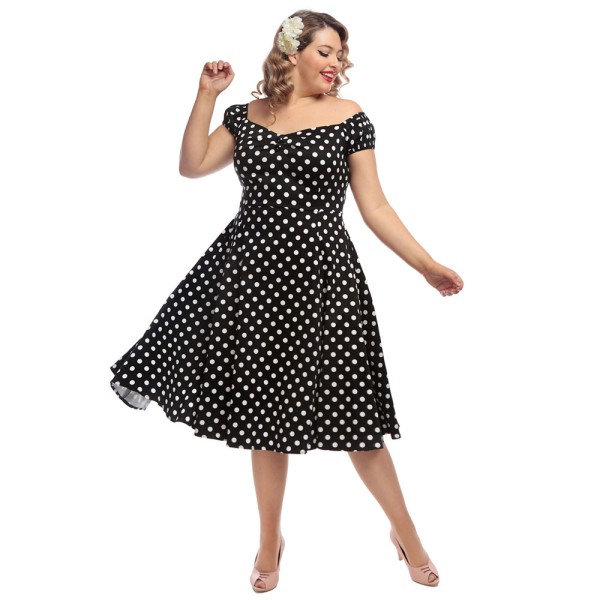 Damenkleid 50er, Dolores Doll, schwarz/weiss