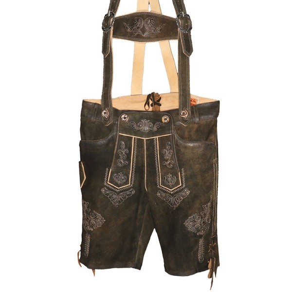 Herren Lederhose Neuss Antik Moor, kurz, dunkelbraun