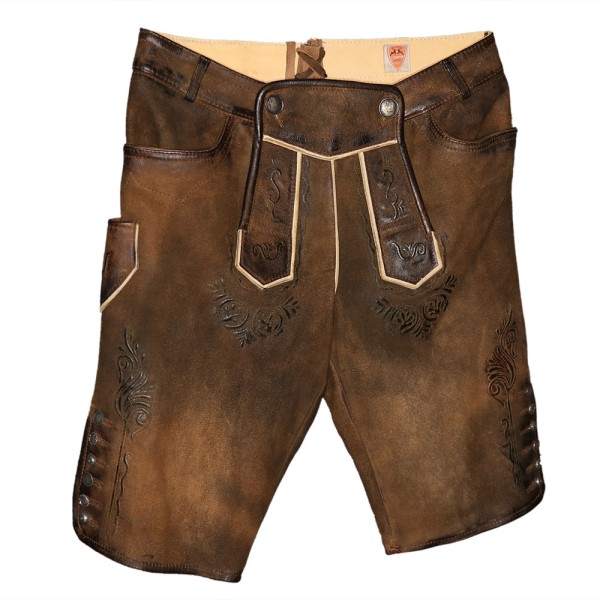Damen Lederhose Fine Antik Nuss, kurz