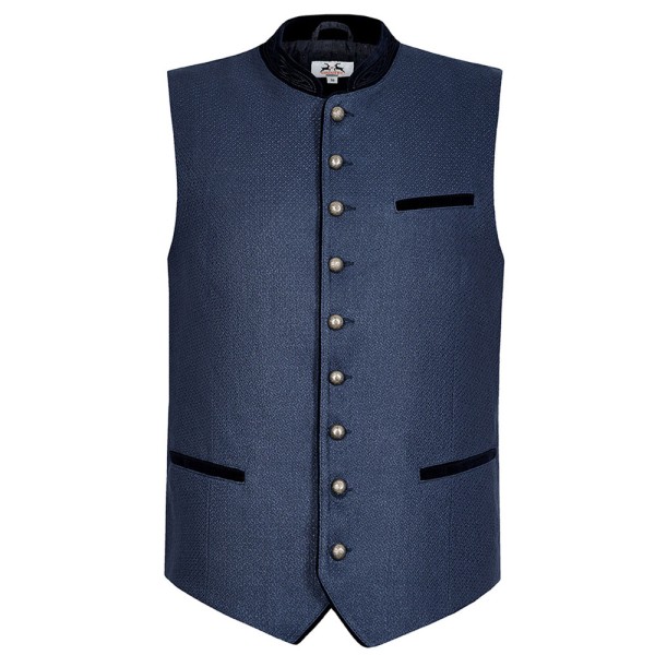 Herren Trachten Weste Flims, marine, Leinen