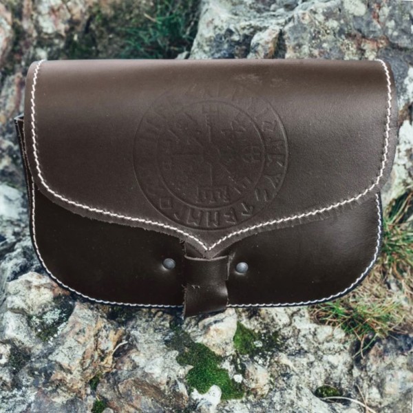 Mittelalter Gürteltasche mit Prägung, Leder