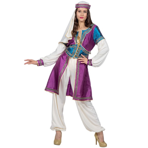 Damen 1001 Nacht Kleid, lila/weiss