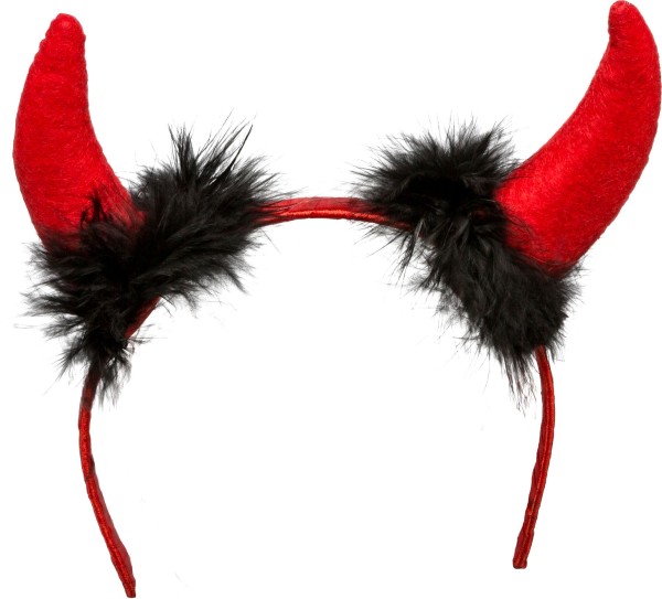 Teufel-Haarreif, rote Hörner mit Marabo, rot/schwarz