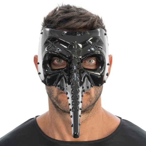 Maske Pest Doktor, glänzend, schwarz