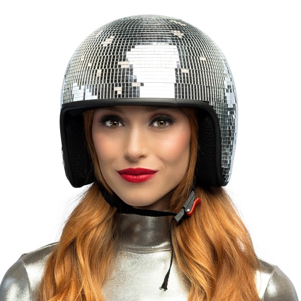 Discohelm mit Pailletten, silber