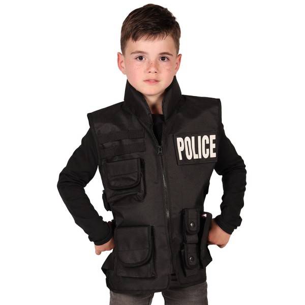 Swat/Polizei/FBI-Weste für Kinder, schwarz