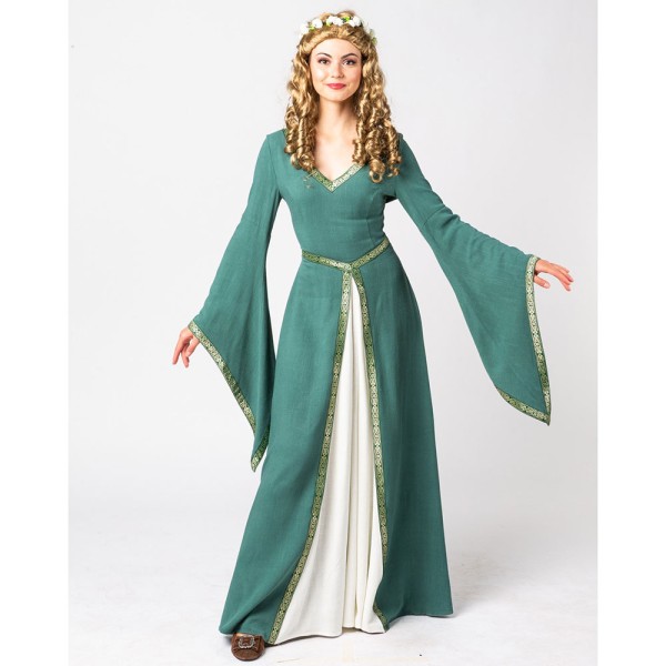 Mittelalterliche Kleid Magd, grün/ecru